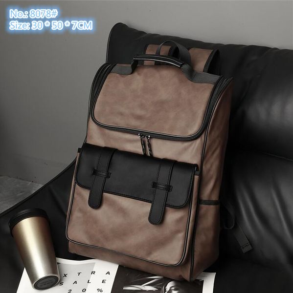 

factory men shoulder bag 3 colors street personalized belt decorative fashion backpack joker contrast leather backpacks simple atmospheric p