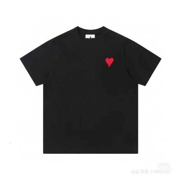 

designers amis paris t shirt 2023ss spring classic heart solid color big love round neck short sleeve t-shirt for men and women ojz6, White;black