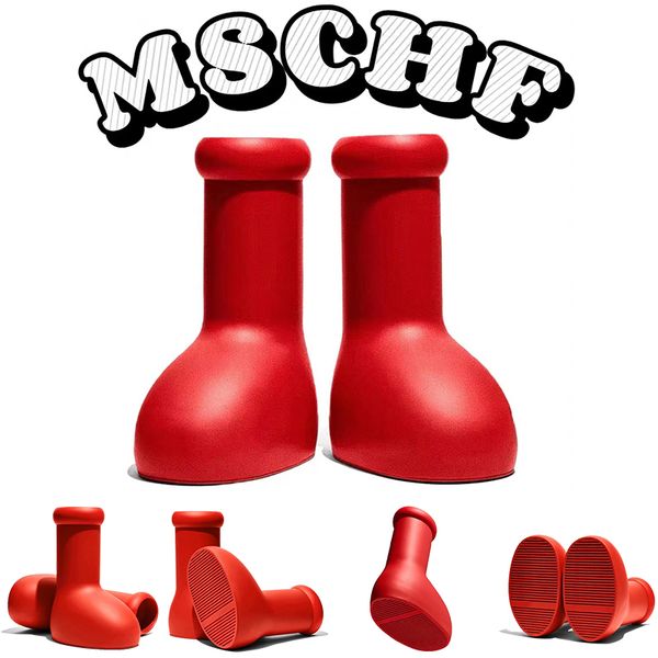 

designer mschf boot astro mens womens boy fashion luxury thick bottom rubber platform rain bootie oversized knee red boots round toe cute sh, Black