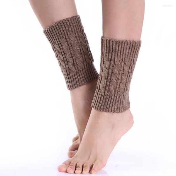 

women socks twist wool knitted leg warmer for autumn winter short warmers boot cuffs fashion thermal legging foot cover boots sock, Black;white