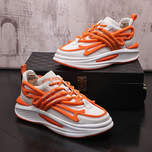 

new leather men's shoes fashion korean version trendy casual shoes men's breathable cushioning sports vulcanized shoes men shoes, Black