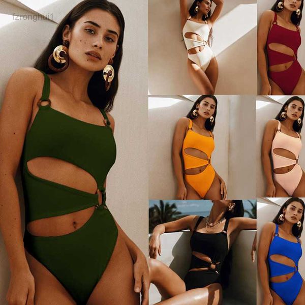 

women's swimwear voice of the sea swimsuit new bikini solid color one-piece 2022bikini m697, White;black