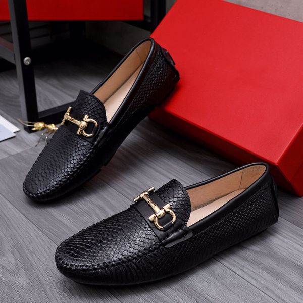 

2023 mens dress shoes classic formal designer slip on flats male brand business footwear casual loafers size 38-44, Black