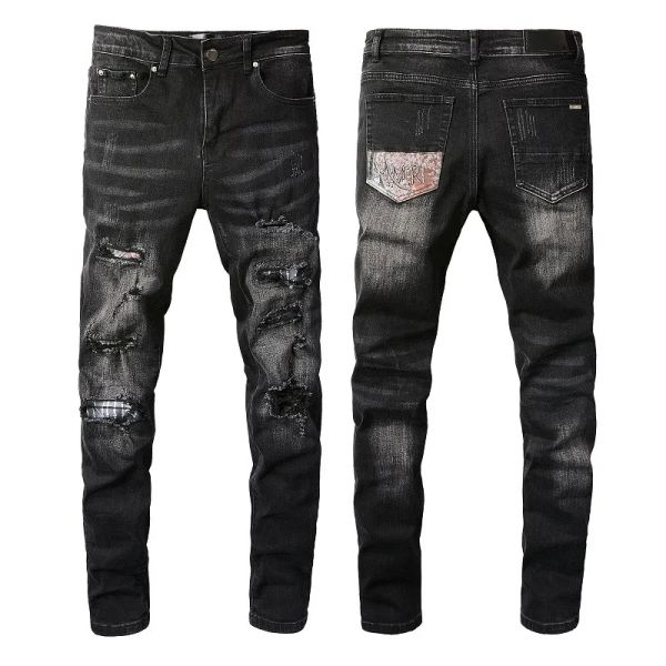 

2022 new mens jeans fashion skinny straight slim ripped jean elastic casual motorcycle biker stretch denim trouser classic pants rtz, Blue