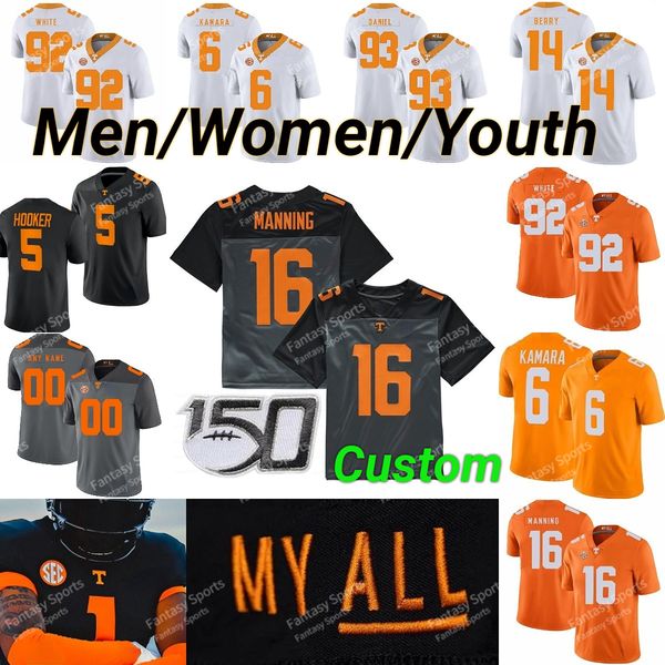 

custom tennessee volunteers peyton manning jersey hendon hooker alvin kamara eric berry jalin hyatt jaylen wright jabari small reggie white, Black