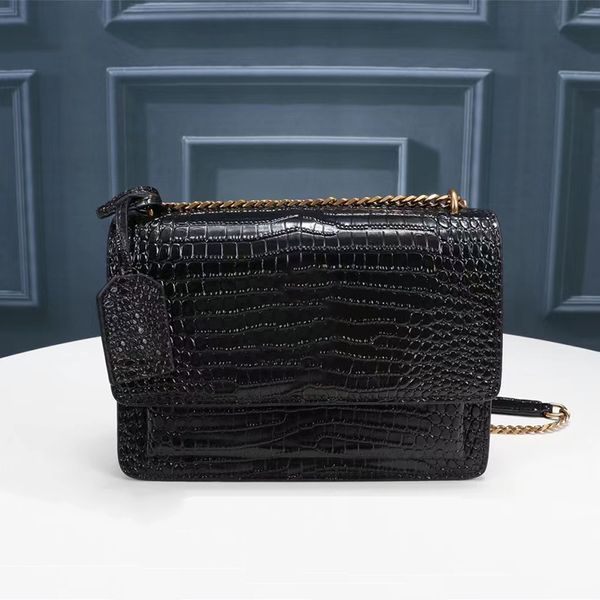 

leather shoulder handbag woman bag women purse original box cross body messenger chain lady bags handbags designer alligator