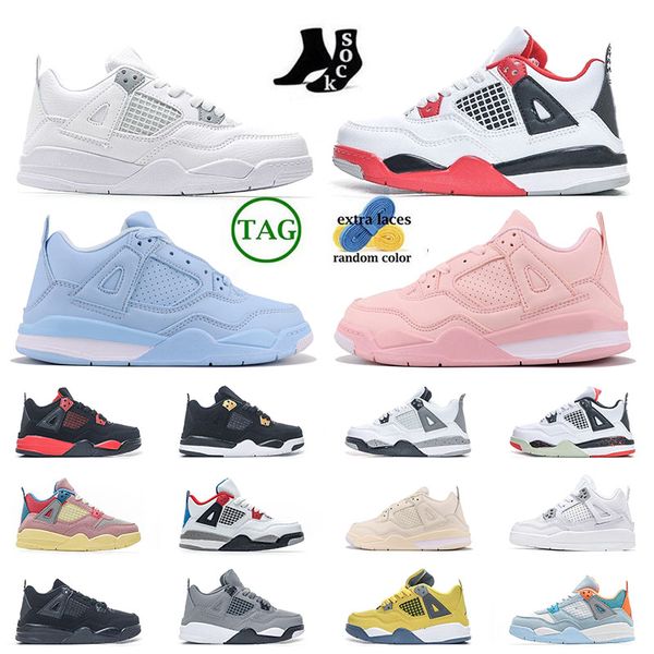 

new kid shoes 4s children preschool athletic outdoor baby designer sneaker boy girls kid shoes what the sail fire red blue motorsport lucid
