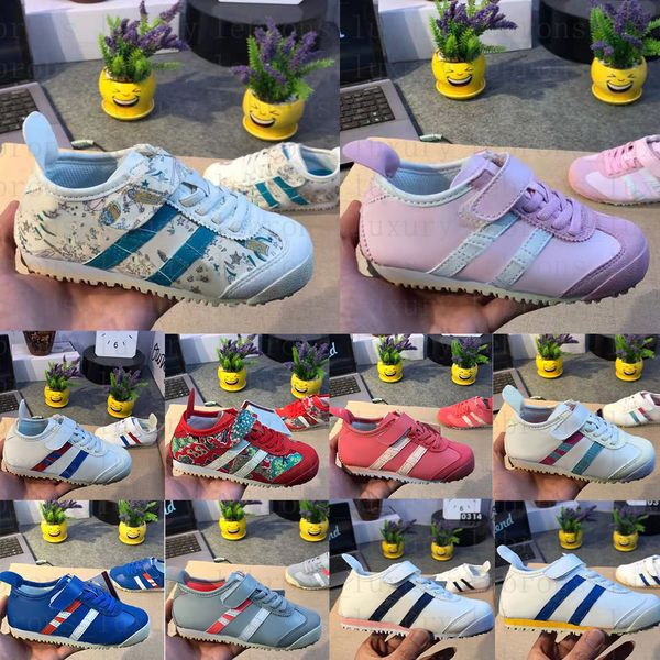 

kids sneaker shoes tiger leather lace-up boys girls casual japanese fashion metallic gold casual soft summer children's casual shoes si, Black;red