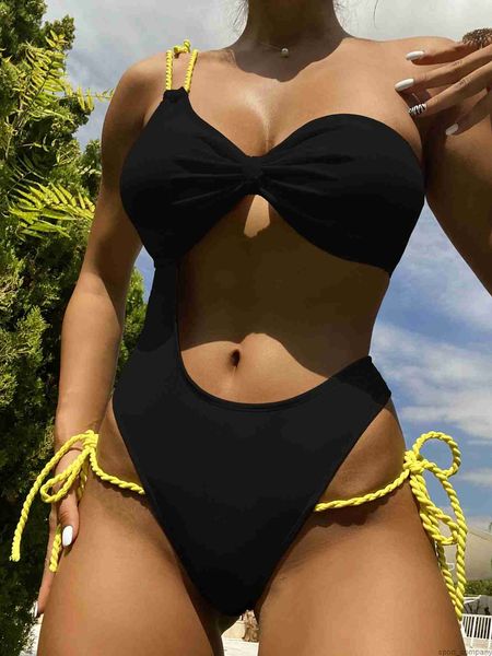 

high waist women one piece swimsuit 2023 new one shoulder female swimwear bandage monokini bathing suit swimming suits beachwear
