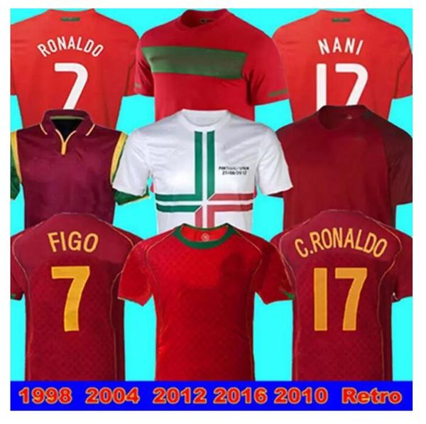 

1998 2012 2016 2010 portuguesa retro c.ronaldo soccer jerseys home figo nani 2002 2004 play version jersey pui costa, Black;yellow