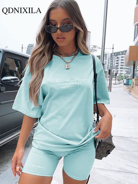 

women's two piece pants casual summer women's tracksuit sports suit t-shirt shorts 2 piece set sweatshirt print women shorts set s, White