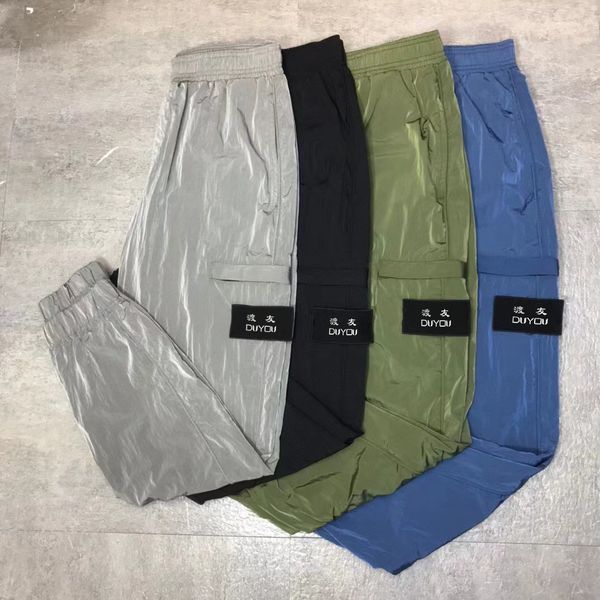 

duyou men's pants brand designers pants metal nylon pocket embroidered badge casual trousers thin reflective pants size m-2xl 0079, Black