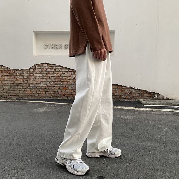 

men's jeans streetwear casual baggy jeans men's korean fashion hip hop straight wide leg trousers couple denim pants white 230316, Blue