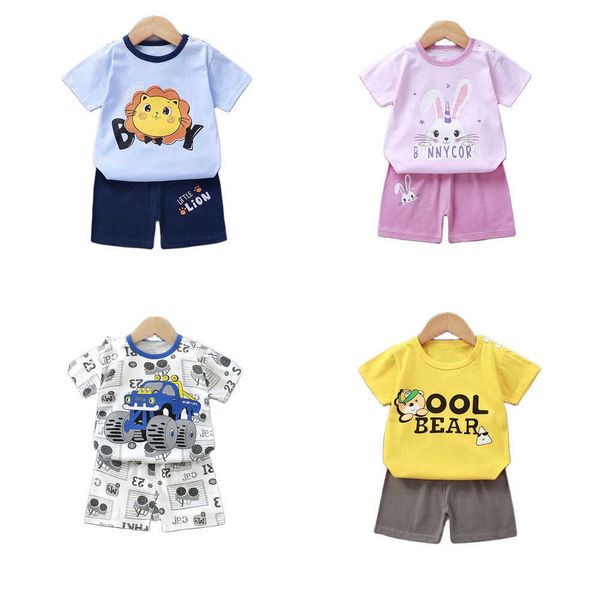 

clothing sets summer children's short-sleeved suit cotton boys girls clothing set version of baby clothes girls t-shirt children clothi, White