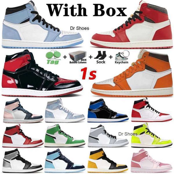 

with box 1 mens basketball shoes 1s starfish lost found bred patent university blue bubble gum yellow toe unc obisidian hyper royal men