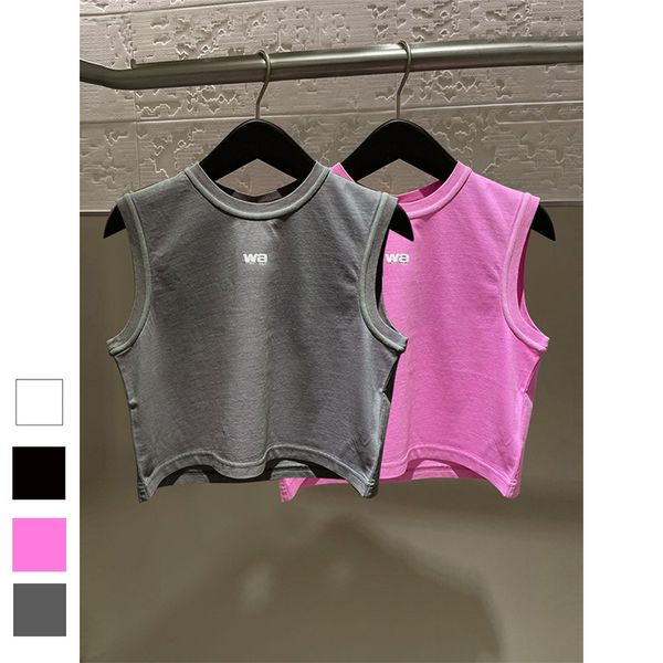 

solid summer tank for women letter print sleeveless t-shirt spring slim short autumn fashion, White