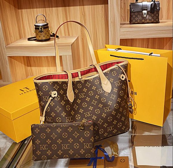 

2pcs/set high qulity bags classic designers womens handbags flower ladies composite tote leather clutch shoulder female purse with wallet ba