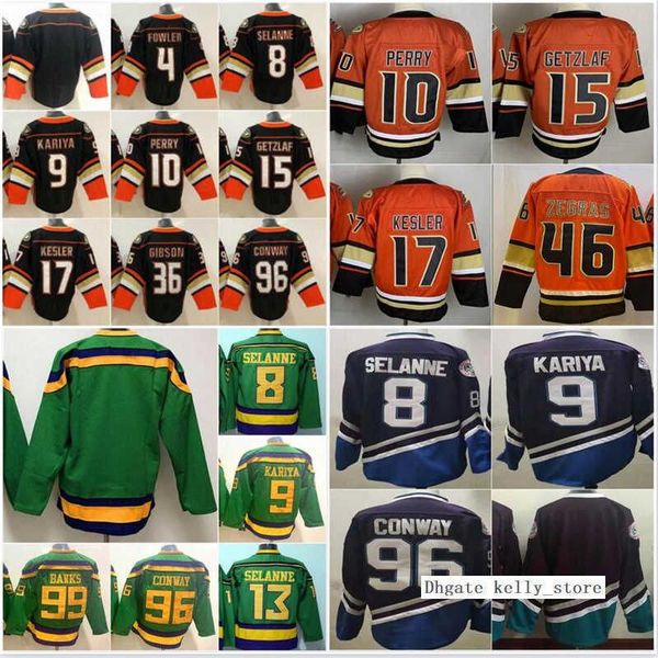 

men ice hockey 17 ryan kesler jersey 4 cam fowler 36 john gibson 96 charlie conway 15 ryan getzlaf 8 teemu selanne 9 paul kariya blank black, Black;red