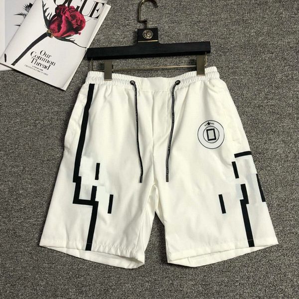 

letter printed men shorts summer vacation beach trunks elastic waist loose swimming board shorts, White;black
