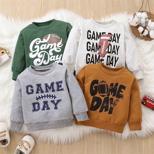 

hoodies sweatshirts -09-20 lioraitiin 0-3years toddler baby boy girl autumn football season sweatshirt long sleeve rugby print game day clot, Black