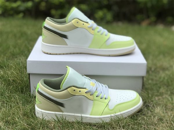 

basketball shoes jumpman 1 low 1s sail oil green fd9906-131 light olive pale citron sports sneakers 36-46