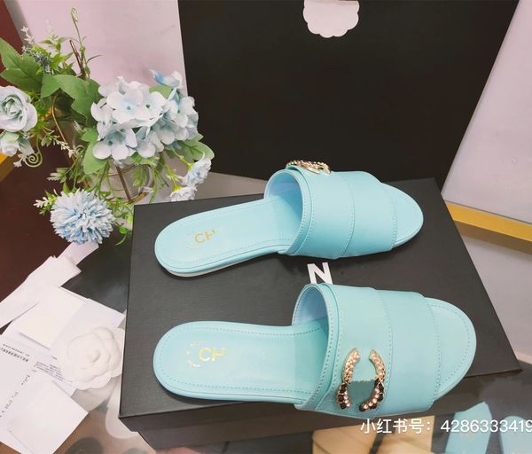 

paris women's sandals summer soft bottom fashion versatile channel shoes women's 2022 new brands designer slide rubber flip-flops, Black