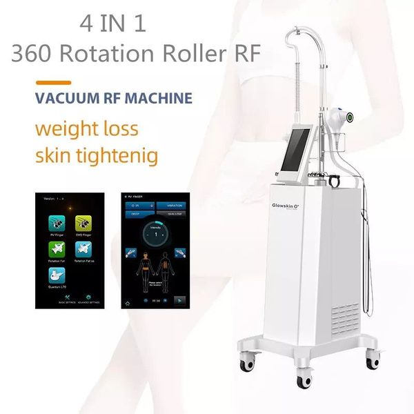 

360 degree rotation rf slimming machine golden finger massager vacuum roller rotating radio frequency fat reduction anti-aging facial liftin