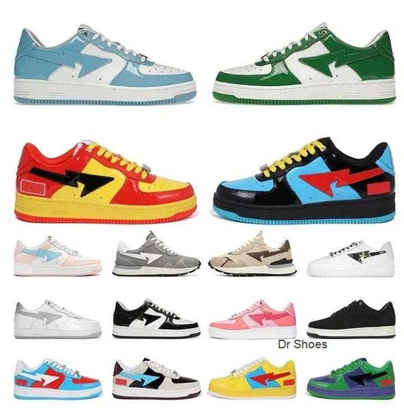 

sk 8 bapestas baped designer casual shoes platform sneakers bapesta sk8 sta patent leather green black white plate-forme for men women