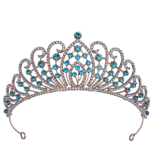 

vintage korean colorful crystal crowns and tiaras for women bride prom crown wedding hair accessories, White;golden