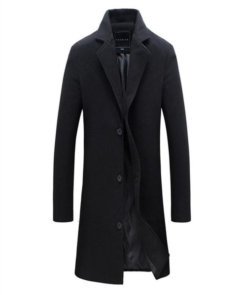 

mens trench coat 2018 new fashion lengthened simple wool coat winter single breasted windproof slim trench men 5xl1783972, Tan;black