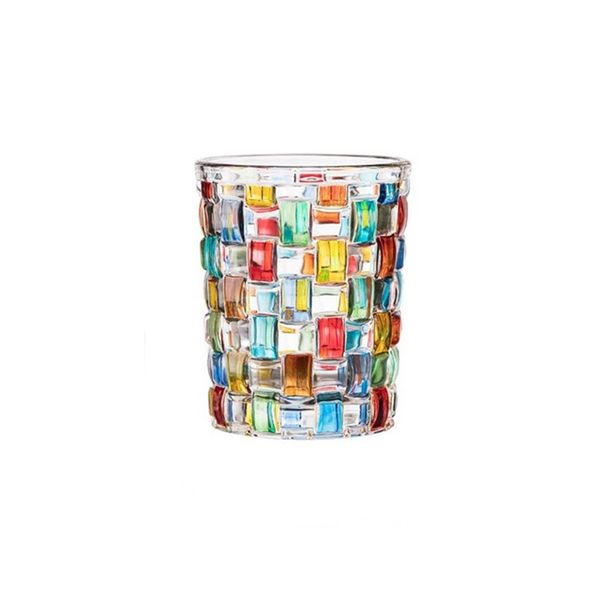 

2pcs dining & bar stained glass scandinavian fashion hand-painted pattern juice weave contrast mug thickened glass mug woven whiskey wine gl