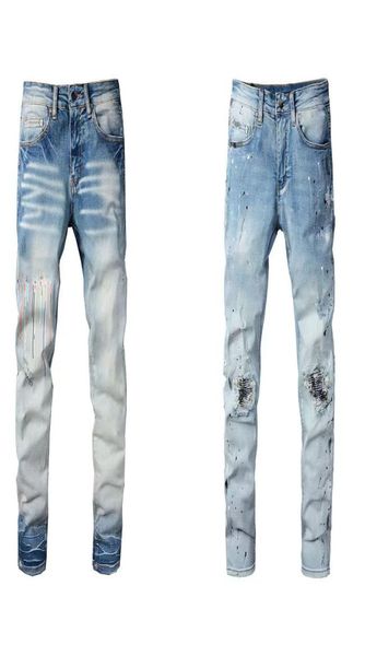 

jeans mens designer european rock revial jean men embroidery quilting ripped for trendy brand vintage straight jeans distrressed s3704854, Blue