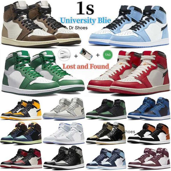 

mens 1 high og 1s basketball shoes jumpman lost and found university blue patent bred gorge green dark mocha starfish black white pale ivory