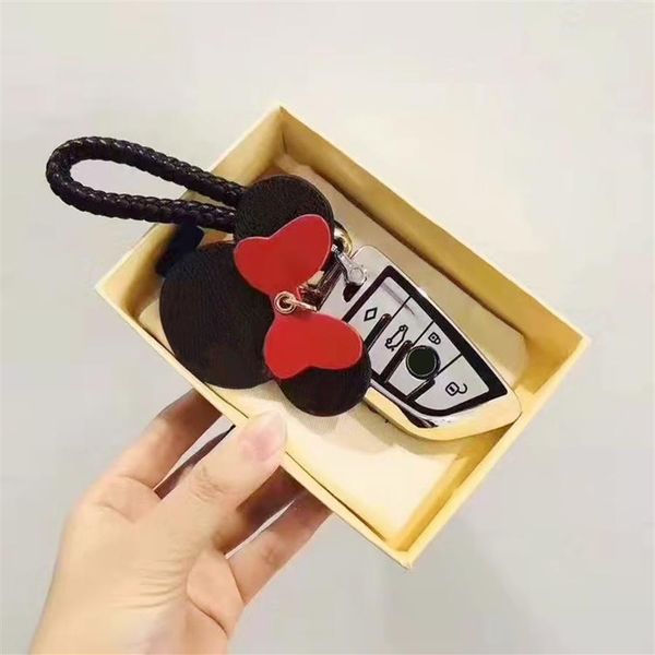 

2021 keychain key chain buckle keychains lovers car handmade leather men women bags pendant accessories 5 color 65221 with box dus3311, Silver