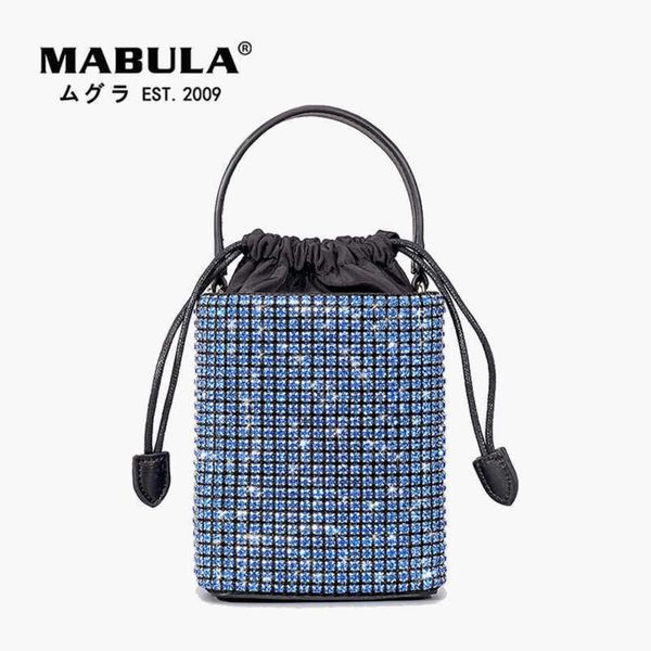

luxury women rhinestone evening purse sparkling crystal handle bucket handbag small brand crossbody party bag 230315