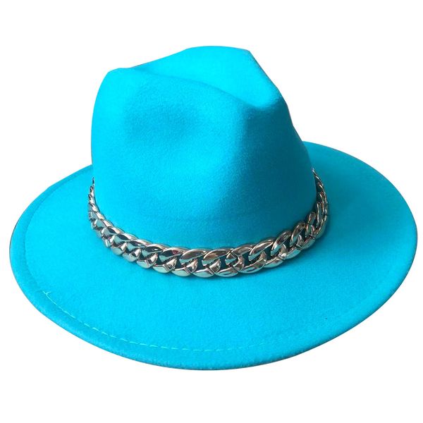 

wide brim hats bucket hats fedora wholesale ladies jazz hat autumn and winter british style thin chain retro hat ladies felt gentleman 23031, Blue;gray
