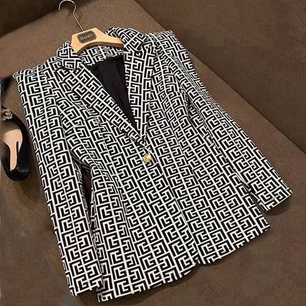 

womens suits blazers tide brand retro fashion designer gray series suit jacket lion single-breasted slim plus size women's clothing lux, White;black