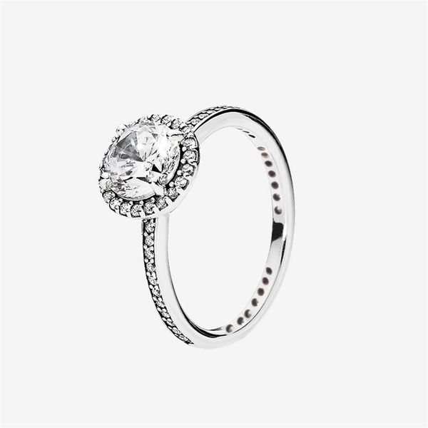 

beautiful women wedding ring big cz diamond rings with original box set for pandora real sterling silver engagement gift ring245o, Slivery;golden
