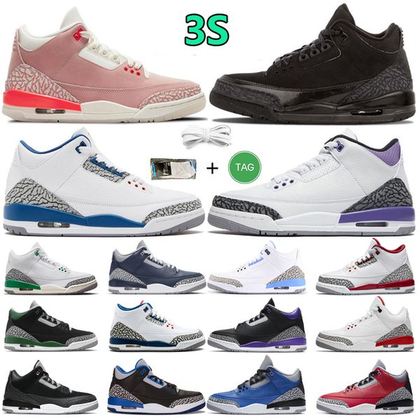 

designer 3 3s mens basketball shoes black cat gold cement rust pink unc true racer blue dark iris court purple men women trainers sports sne