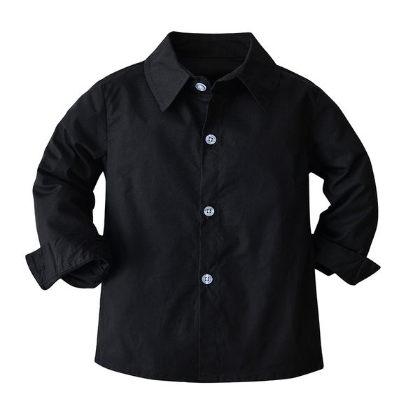 

kids shirts spring autumn baby boy shirts black long sleeve lapel cardigan shirt casual kids gentleman blouses toddlers boys clothes 230317, White;black