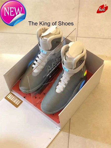 

2023 2020 automatic laces air mag back to the future glow in the dark gray basketball shoes marty mcfly's led shoes lighting mags black