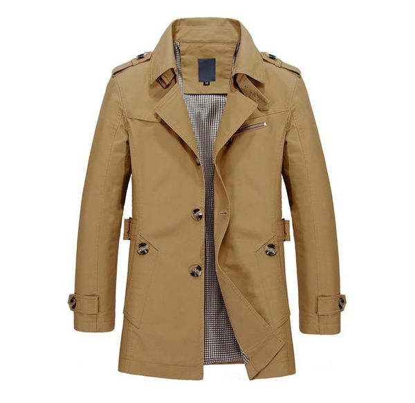 

men039s trench coats winter autumn men jacket coat fashion turndown collar solid casual overcoat outerwear windbreaker plus si1410078, Tan;black
