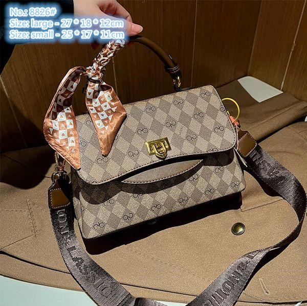 

factory wholesale ladies shoulder bags 2 colors sweet little fresh silk scarf bag fashion multi-layer printed handbag elegant contrast leath