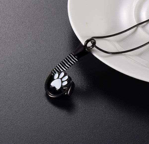 

lkj9926 paw hook shape pet cremation necklace hold loved dog cat ashes keepsake stainless steel jewelry with funnel5604358, Silver