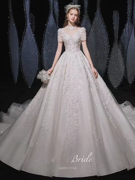 

vintage a line wedding dresses bateau short sleeves bridal dress chapel bride party gown custom white lace wedding dresses vestios de novia