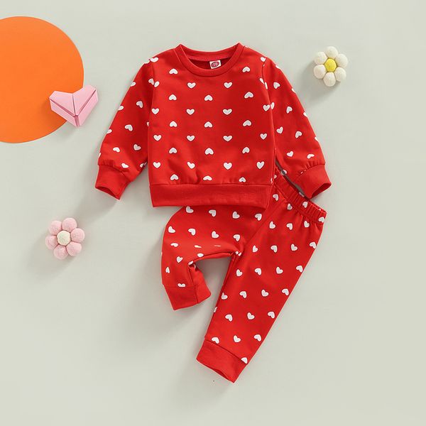 

clothing sets valentine's day autumn born baby boys girls clothes sets heart print long sleeve red pullover sweatshirtselastic waist pa, White