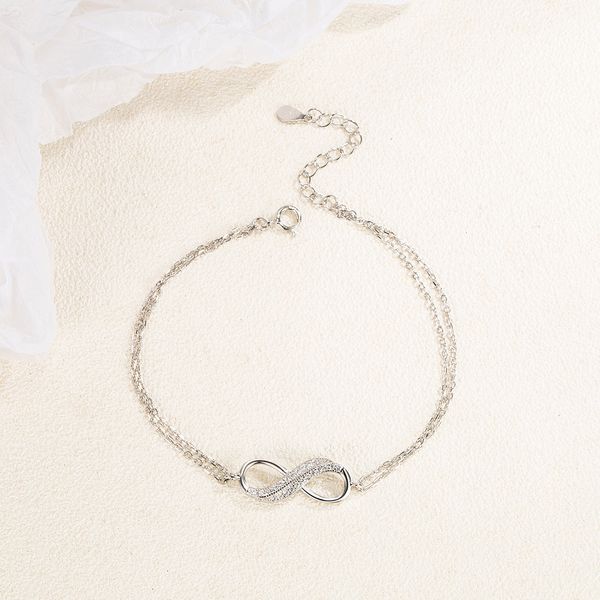 

designer sterling silver jewelry bracelet lucky number figure 8 bracelet explosive european and american niche hand jewelry silver jewelry, Golden;silver