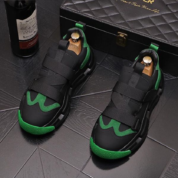 

spring new shoes personality design style tide shoes korean version soft sole breathable sports casual shoes thick sole men's shoes sum, Black