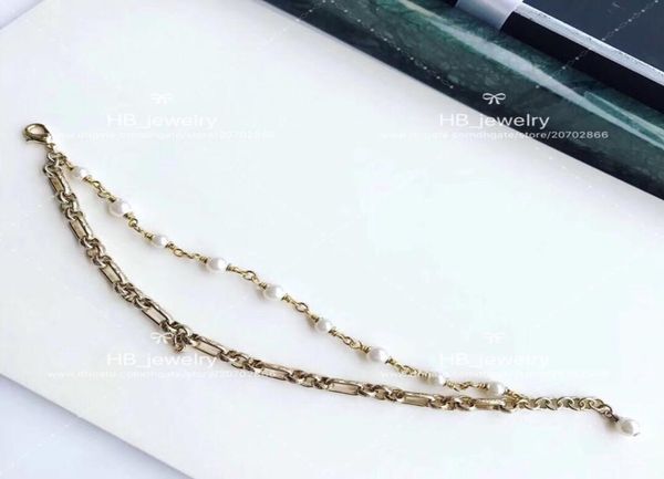 

popular fashion high version double pearl bracelet for lady design women party wedding jewelry for bride with box1531739, Black