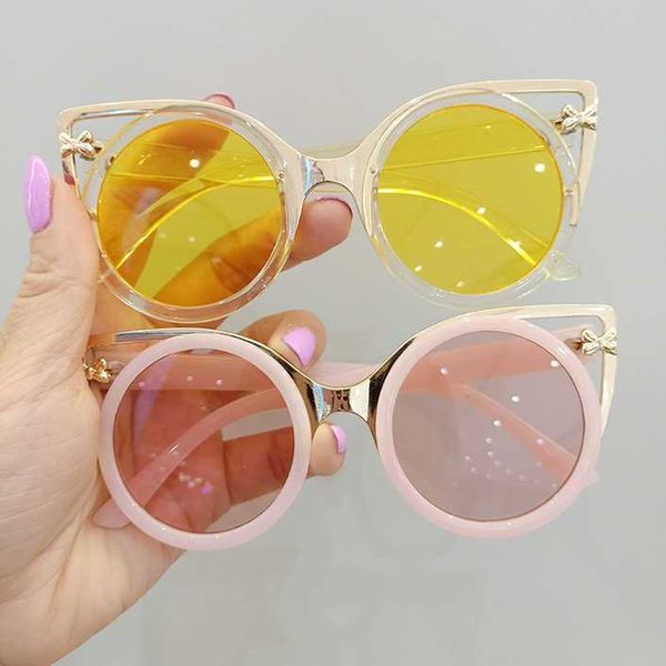 

ear cat fashion children sunglasses uv 400 girls sun glasses kids metal frame round beach holiday eyeglasses a738452, Blue